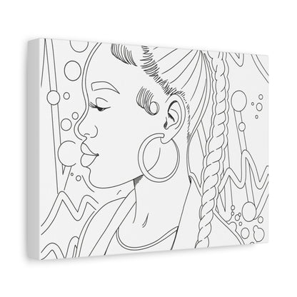 Afro Braid Line Art Matte Canvas Print — Stretched 1.25"