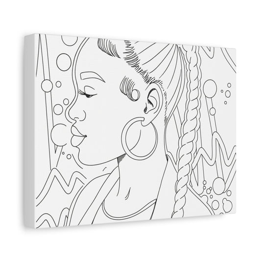 Afro Braid Line Art Matte Canvas Print — Stretched 1.25"