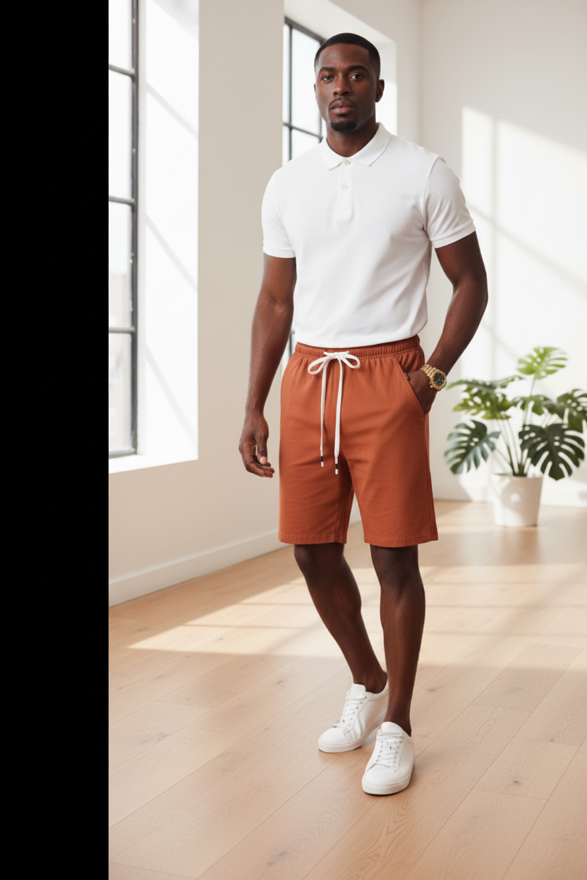 Men's Plus Size Casual Elastic Waist Drawstring Shorts