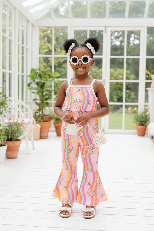 Children's Floral Print Flare Leg Jumpsuit