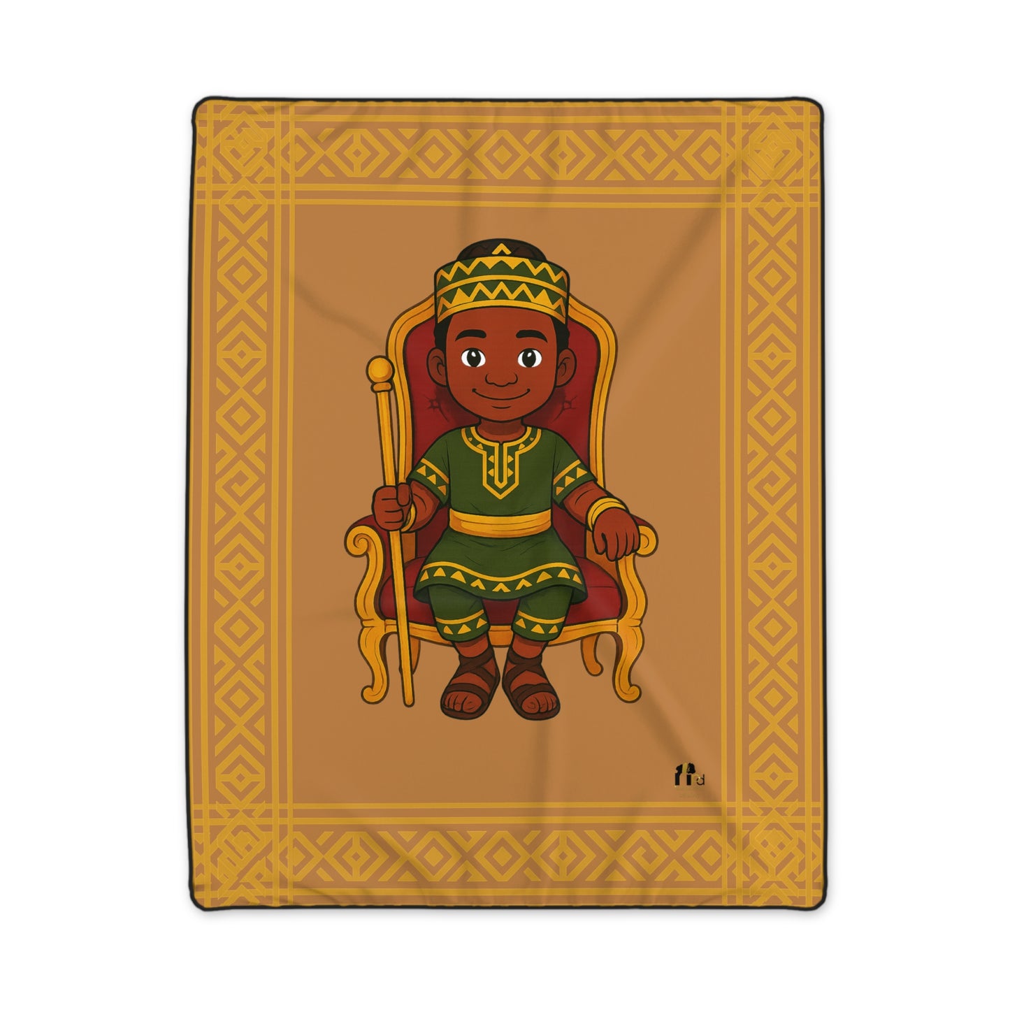African Prince Blanket — Brown & Gold Kente-Inspired Throw