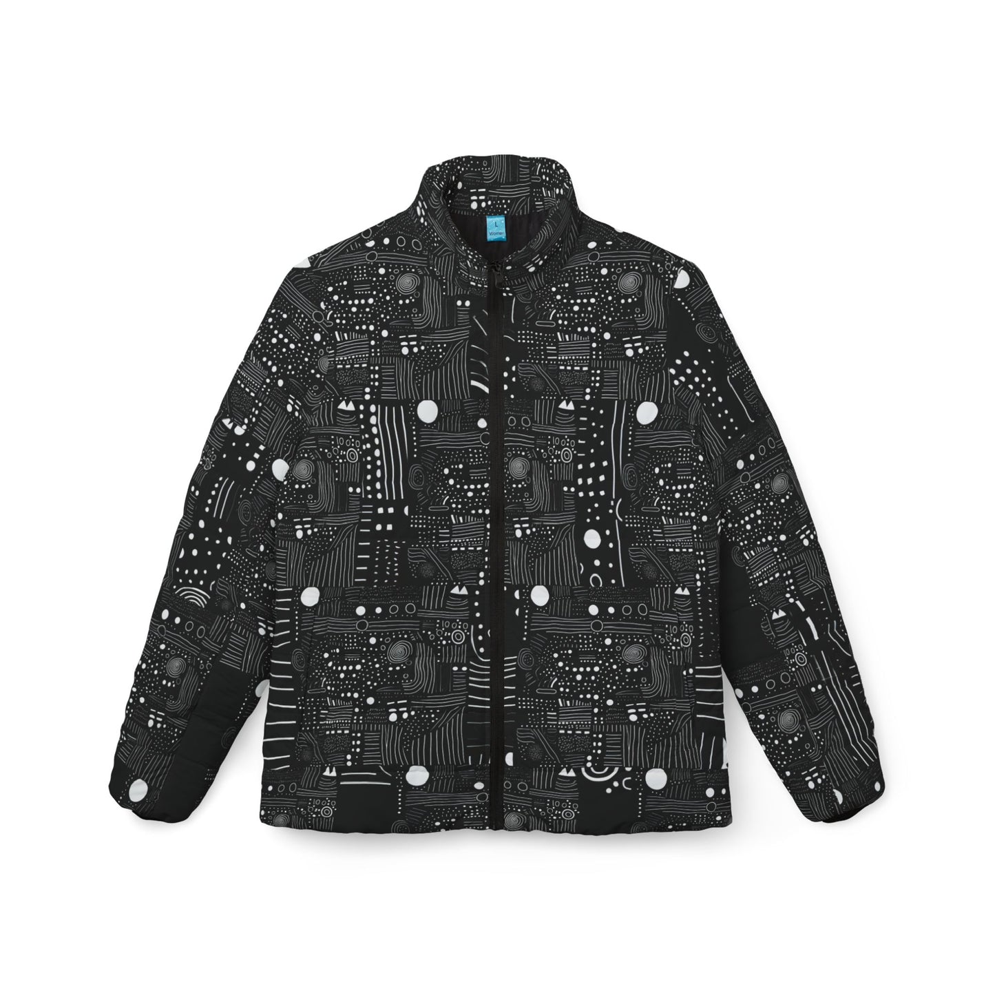 Tribal Artisan Loop Geometric Puffer Jacket for Women