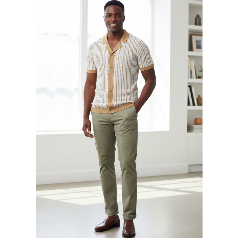 Men's Stripe Button Down Cardigan