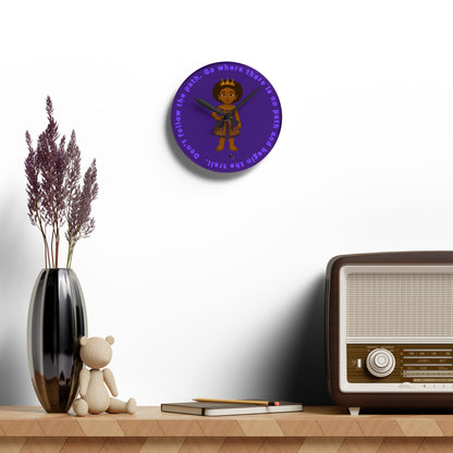 Purple Black Queen Acrylic Wall Clock — 'Young Queen' Decorative Wall Clock