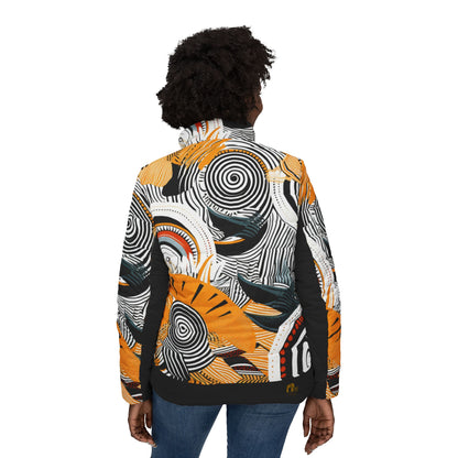 Tribal Sunburst – African Heritage Collage Puffer for Women
