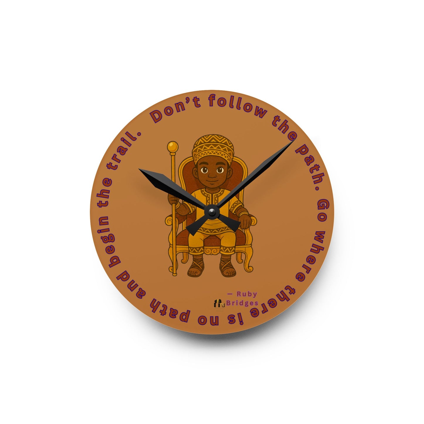 Prince Boy Acrylic Wall Clock — African Royalty Kids Room Decor