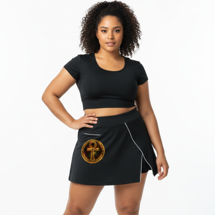 "Eternal Spirit" Ankh High-Waist A-Line Skirt