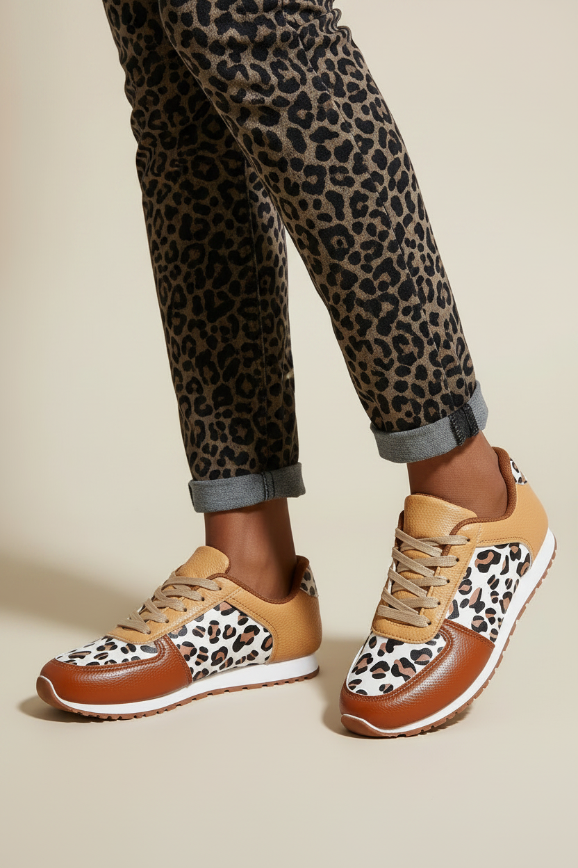 Leopard Print  Lace Up Sneakers
