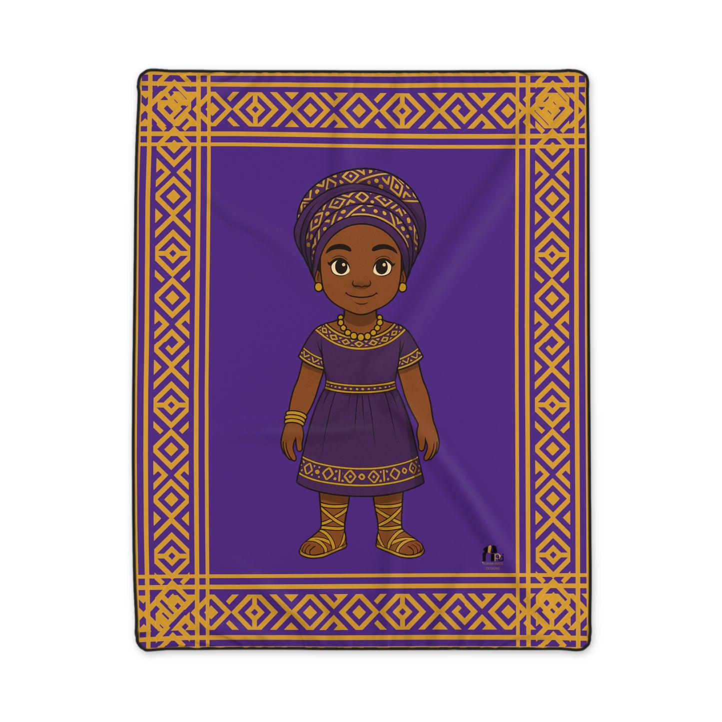 iBlack Queen Plush Polyester Blanket — Purple & Gold