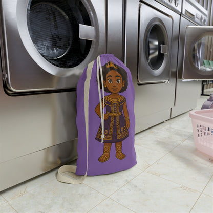 Purple Crowned Black Girl Laundry Bag — Vibrant Self-Love Drawstring Hamper