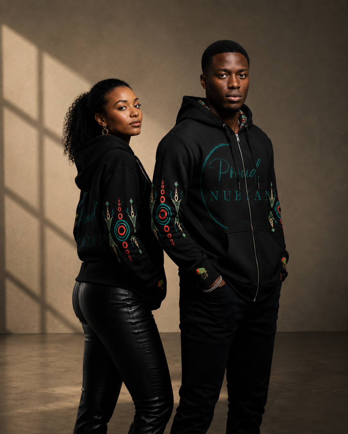 HBCU Proud Parent Eco-Zip Hoodie – Comfort, Legacy & Black Excellence in Turquoise and Black Tribal Print