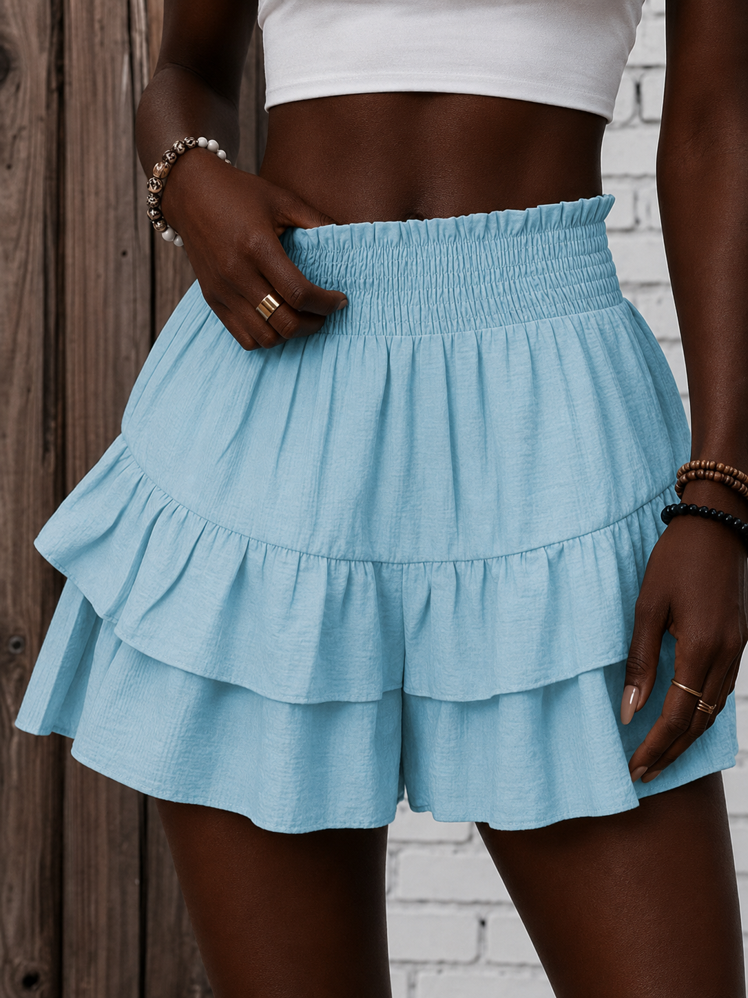 Women's Ruffle Layered High-Waist Skort