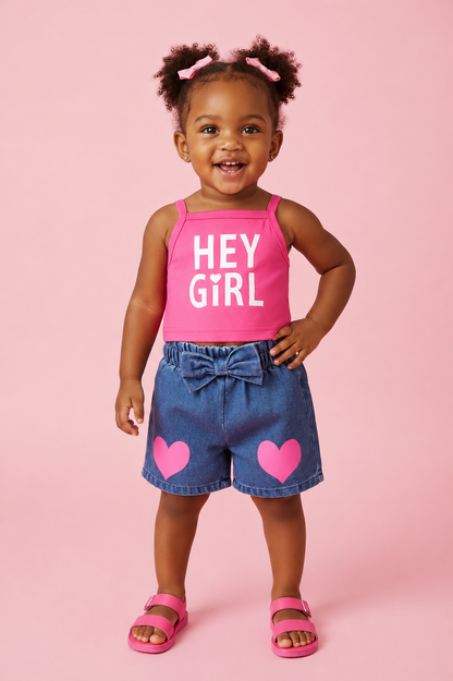Children's Hey Girl Cami & Denim Shorts Set
