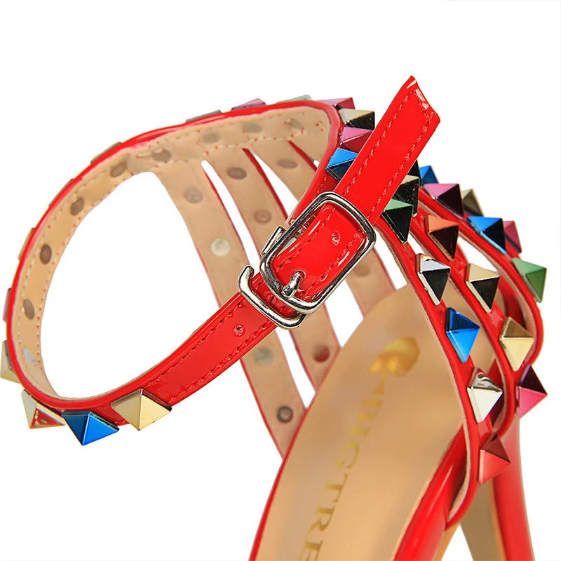 Women's Rivet-Embellished Stiletto Sandals