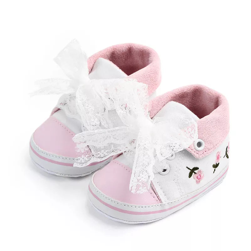 Baby Girls Floral Crib Shoes