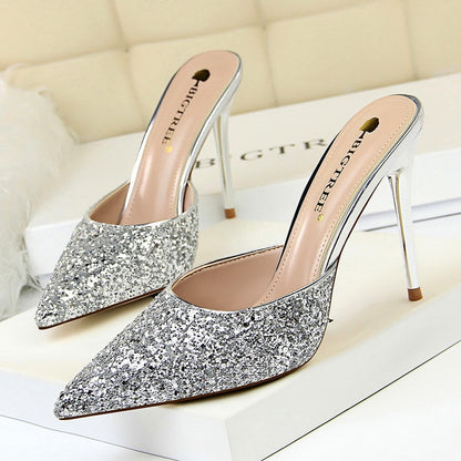Women's Crystal Embellished Thin Heel Sandals