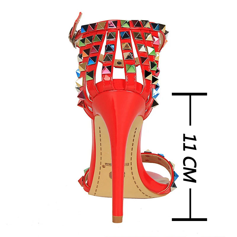 Women's Rivet-Embellished Stiletto Sandals