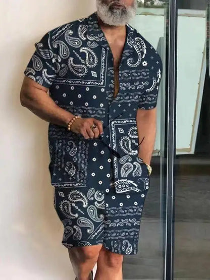 Men's Casual Two-Piece Shirt & Shorts Set