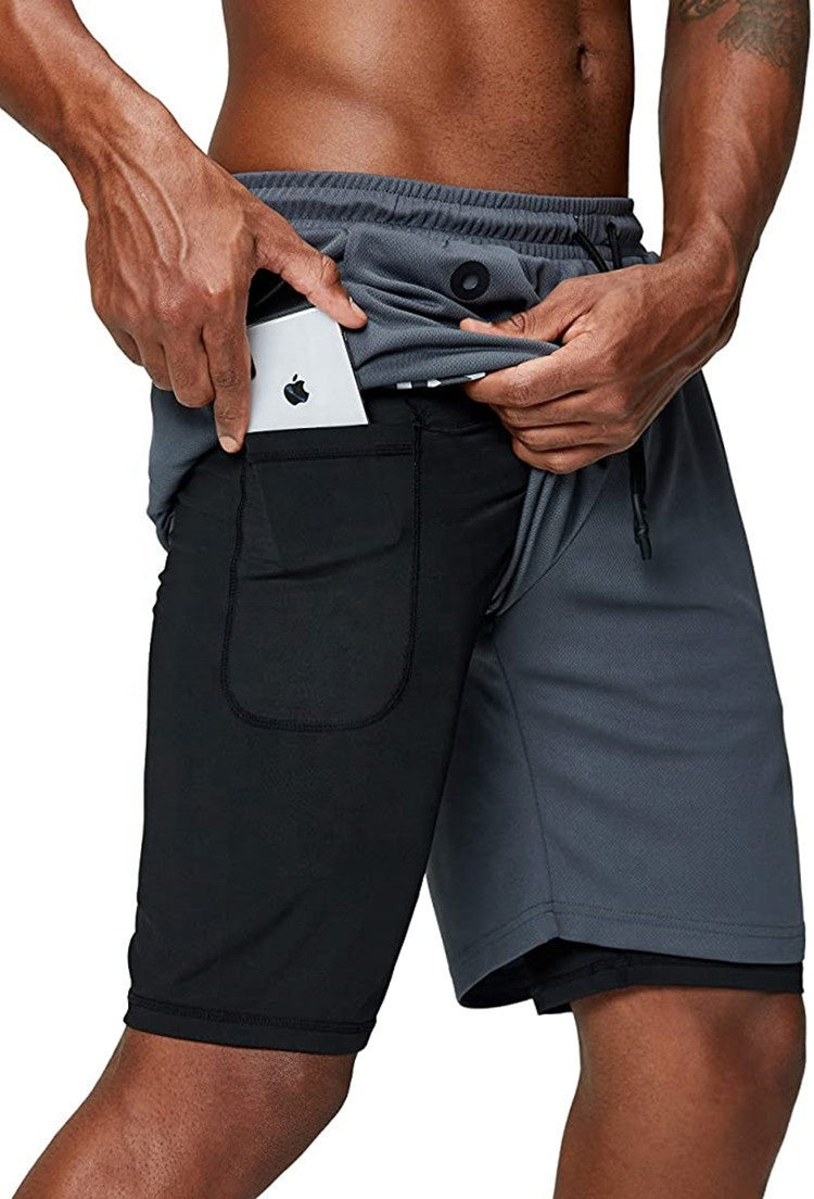 Men's 2-in-1 Gym Compression Liner & Phone Pocket  Shorts |