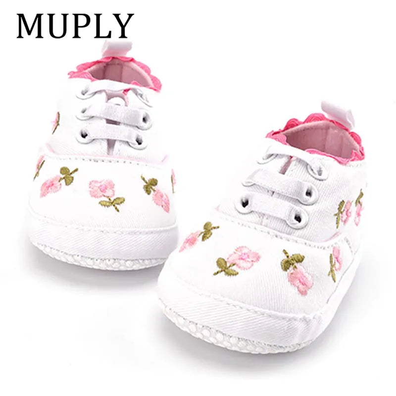 Baby Girls Floral Crib Shoes
