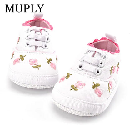 Baby Girls Floral Crib Shoes