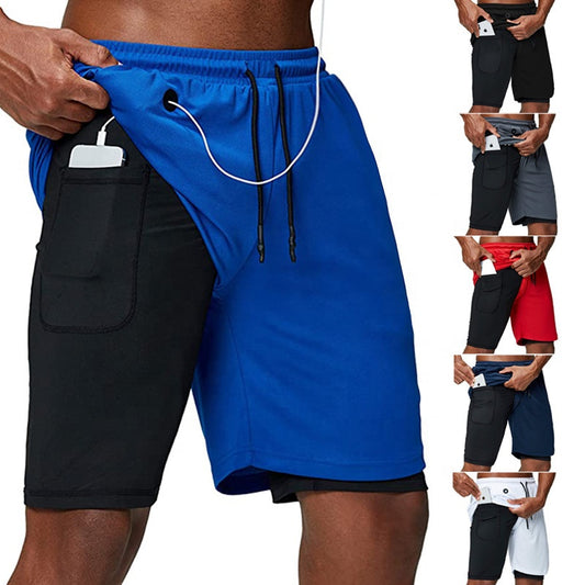 Men's 2-in-1 Gym Compression Liner & Phone Pocket  Shorts |