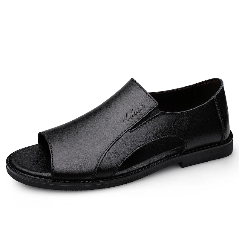 Men's Genuine Cowhide Leather Slip-On Sandals
