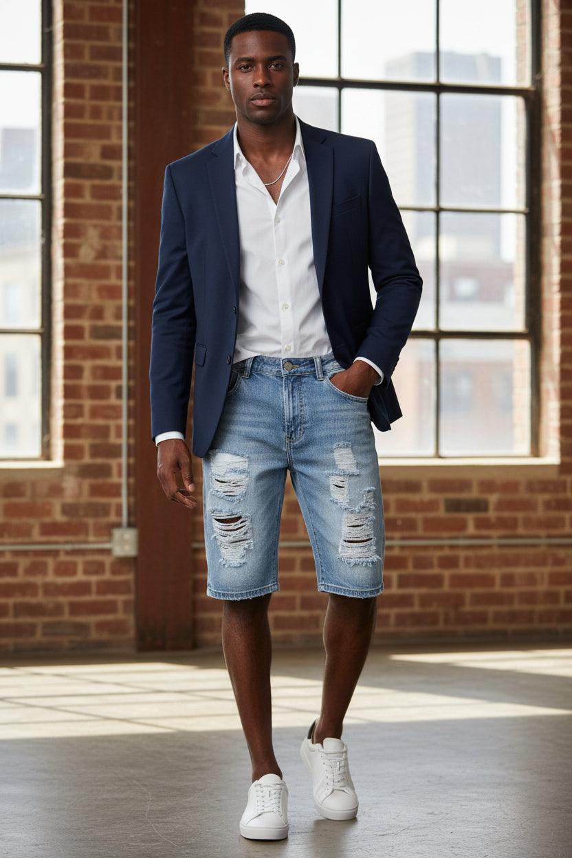 Men's Distressed Denim Shorts