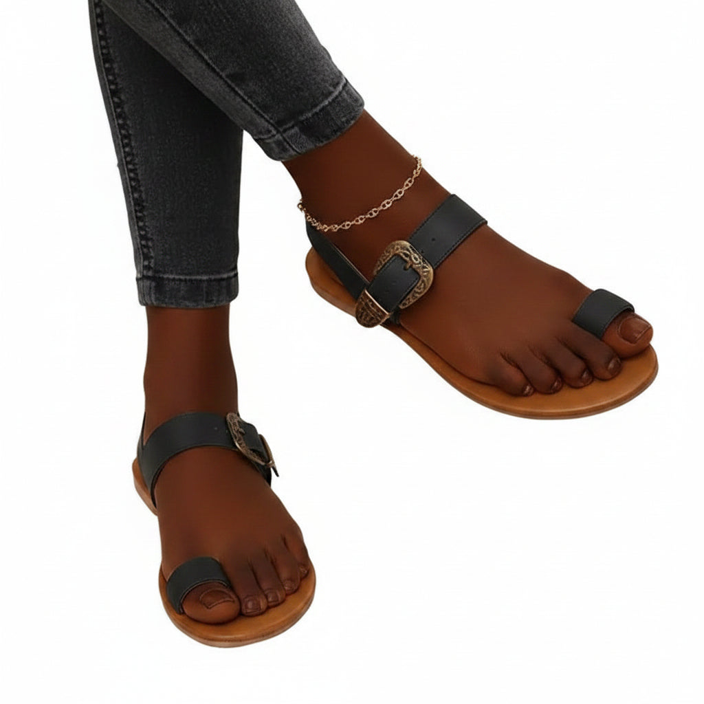 Women's Gold Toe-Ring Flat Sandals