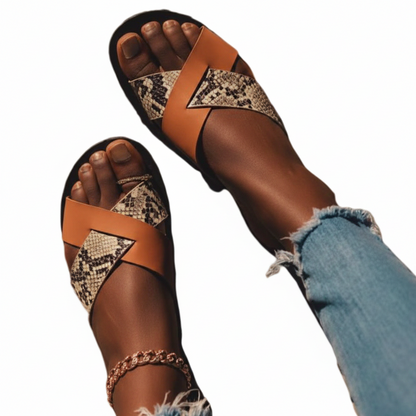 Women's Leopard Print Flat Sandals