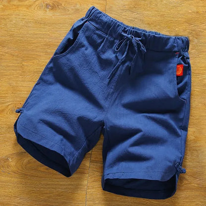 Men's Cotton Linen Drawstring Board Shorts