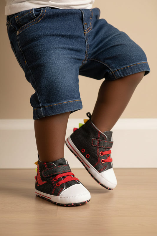 Boys' Anti-Slip Cartoon Canvas First Walker Shoes