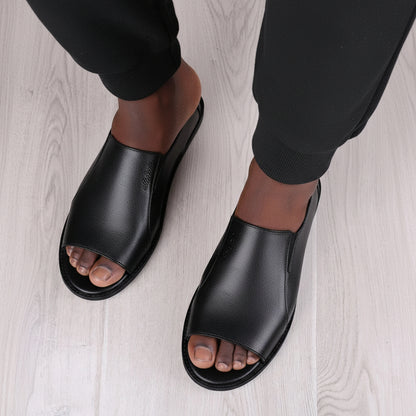 Men's Genuine Cowhide Leather Slip-On Sandals