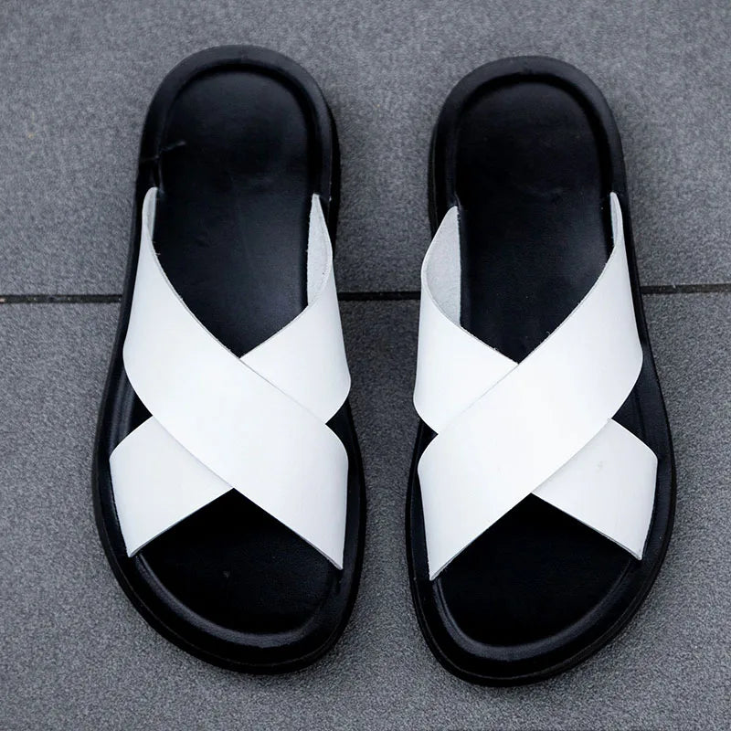 Men's PU Platform Roman Slide Sandals