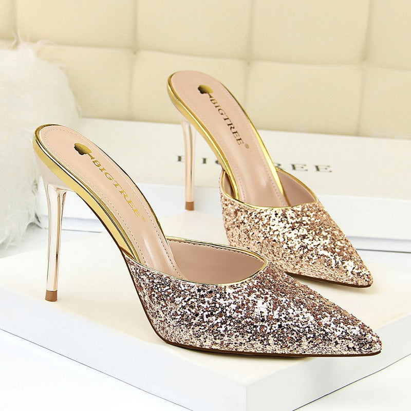 Women's Crystal Embellished Thin Heel Sandals