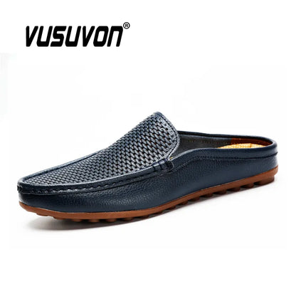 Men's Genuine Cow Leather Mule Loafers