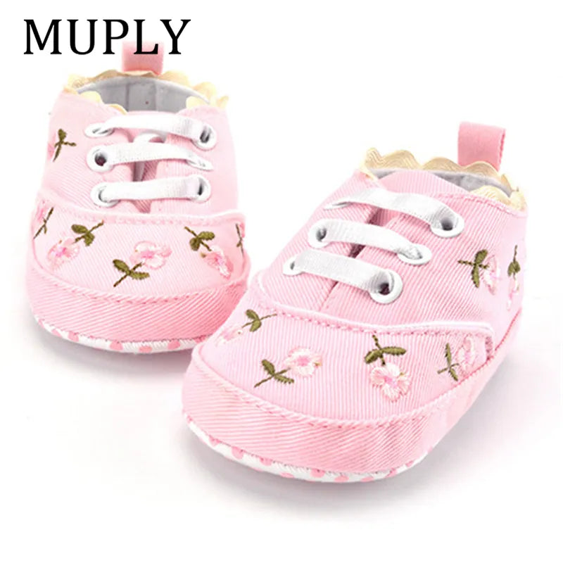 Baby Girls Floral Crib Shoes