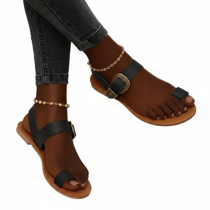 Women's Gold Toe-Ring Flat Sandals