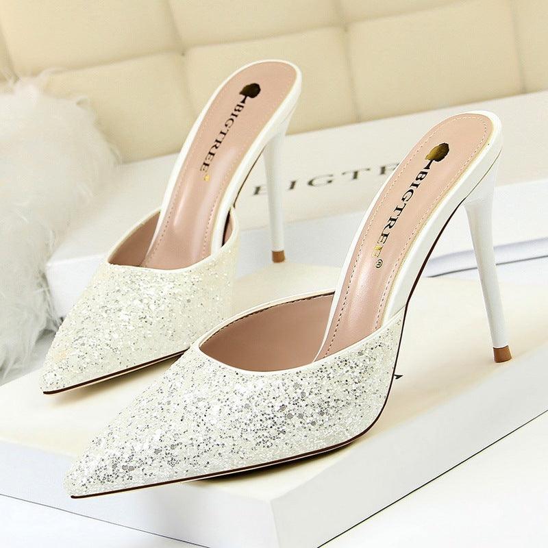 Women's Crystal Embellished Thin Heel Sandals