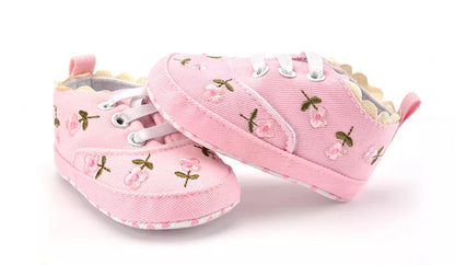 Baby Girls Floral Crib Shoes