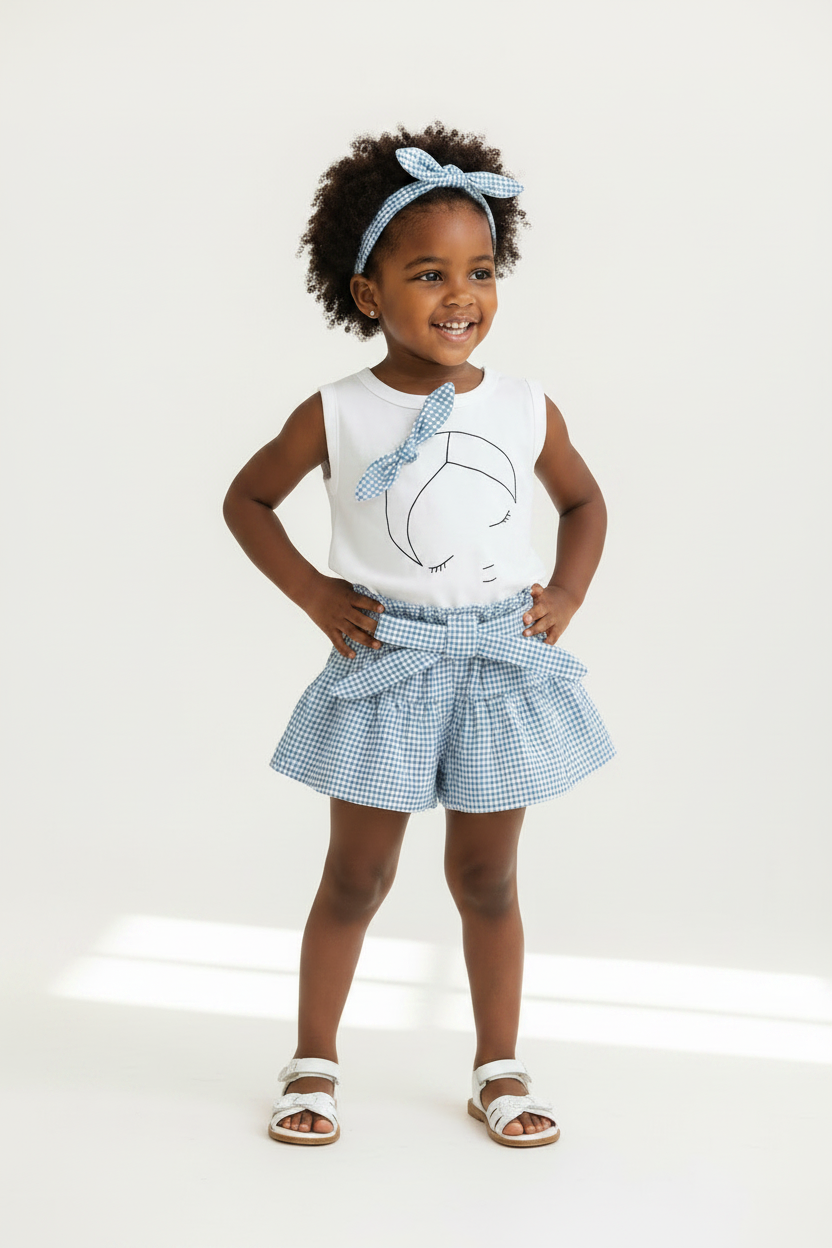 Girls' Bluebell Bow Sleeveless Short Set