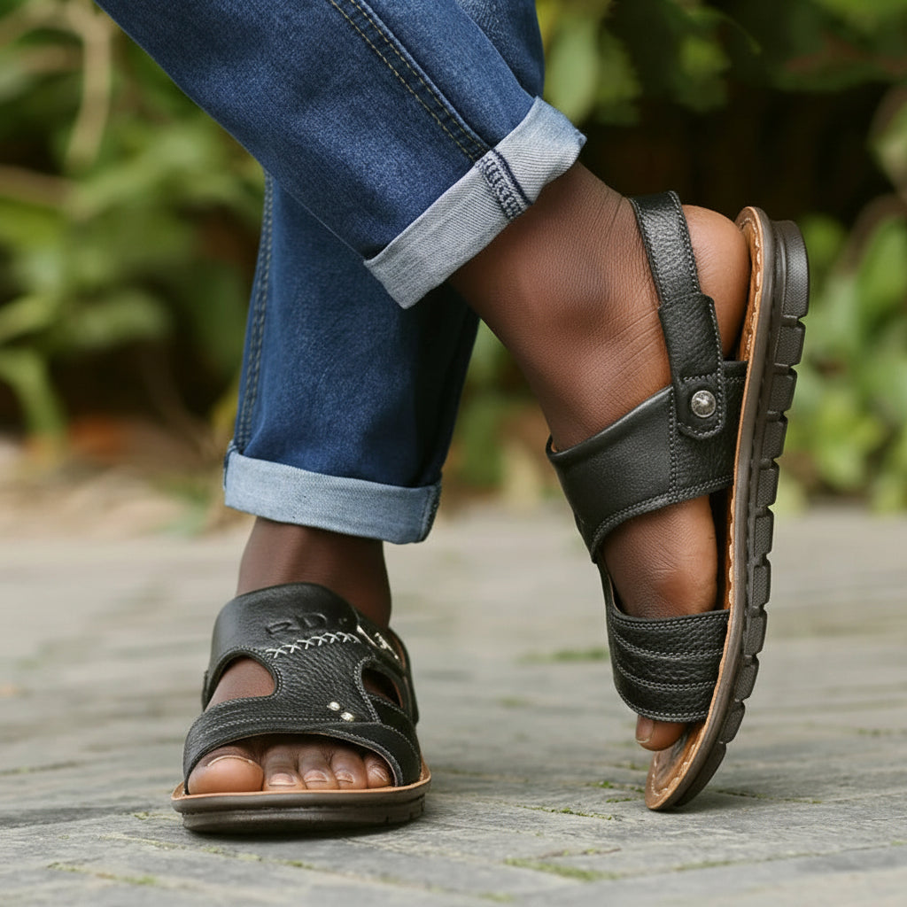 Men's 2-in-1 Genuine Cowhide Leather Sandals