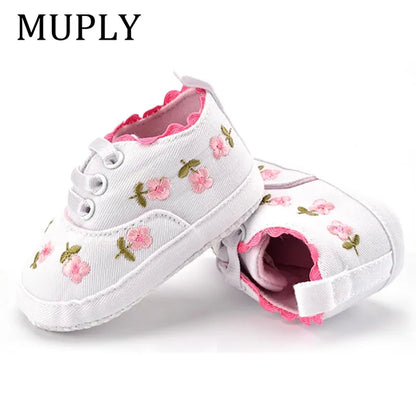 Baby Girls Floral Crib Shoes