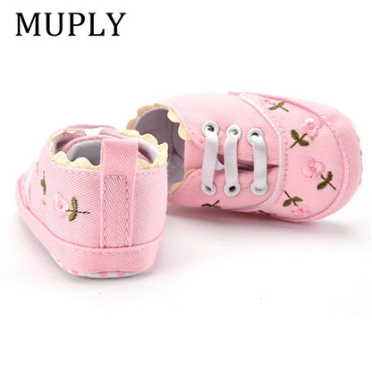Baby Girls Floral Crib Shoes