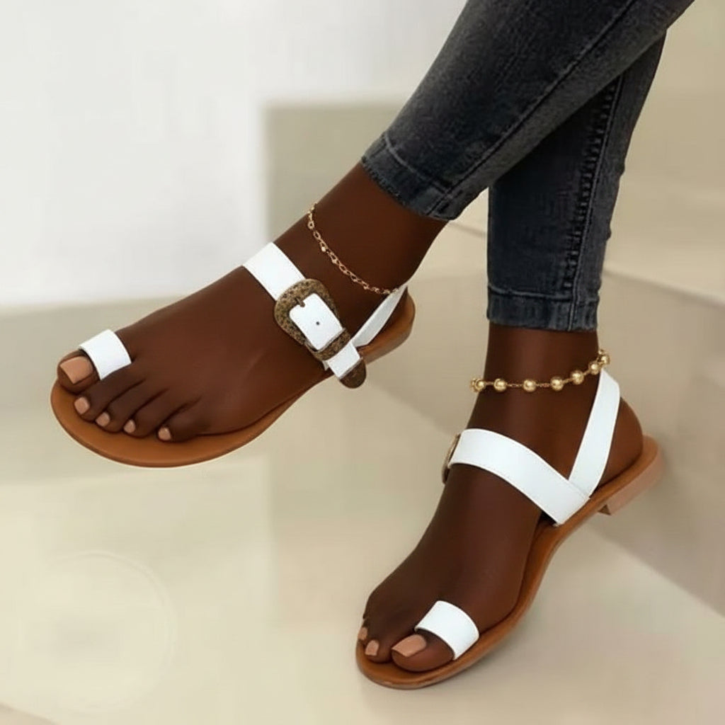 Women's Gold Toe-Ring Flat Sandals