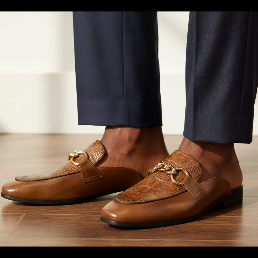 Men's Leather Backless Slip-On Shoes