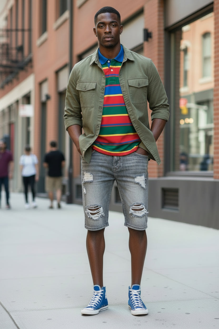 Men's Ripped Distressed Denim Shorts