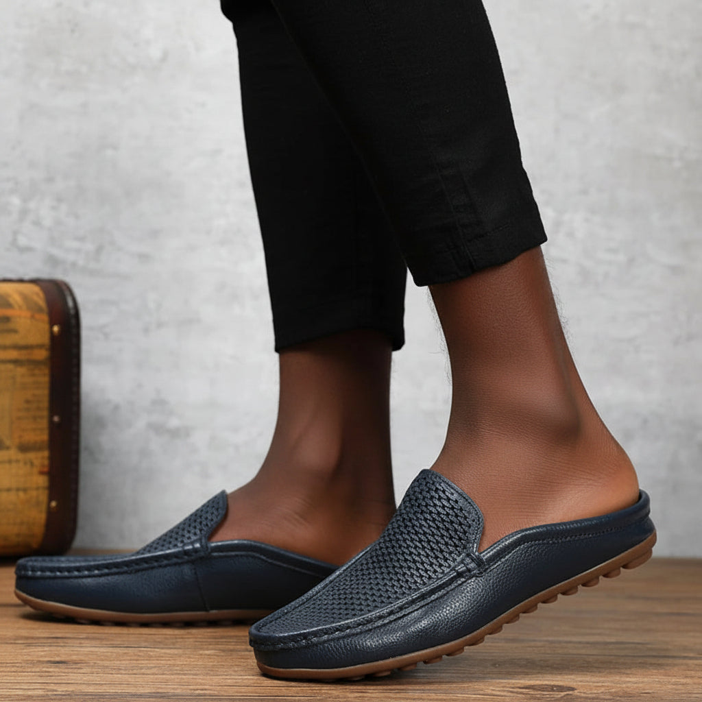 Men's Genuine Cow Leather Mule Loafers