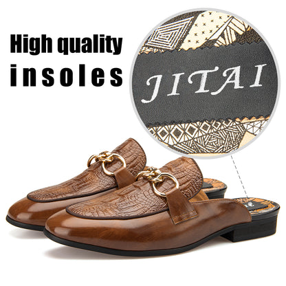 Men's Leather Backless Slip-On Shoes