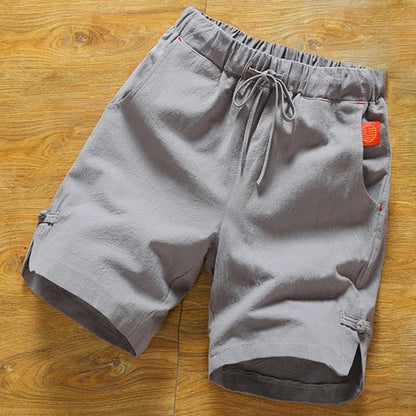 Men's Cotton Linen Drawstring Board Shorts